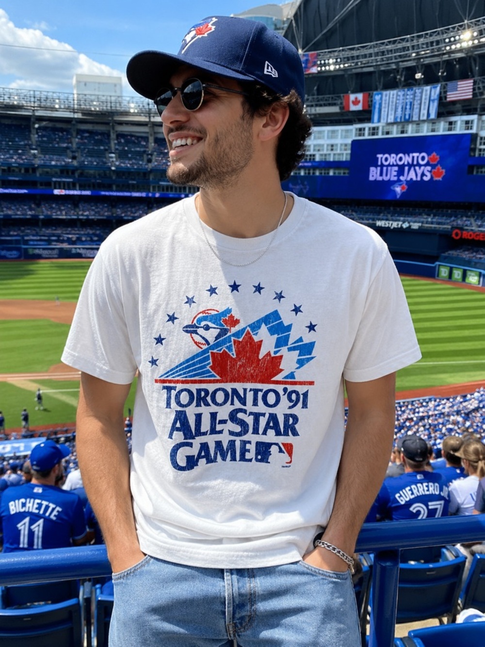 Toronto Blue Jays 1991 All Star Game Graphic T Shirt Men’s M MLB Vintage Style